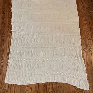 Lion Crafters North Bay Products Knit Throw Blanket 100% Cotton VTG app 64x46